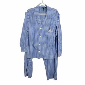 Lauren Ralph Lauren Blue and White Stripped Pajama Set Monogram Size XL